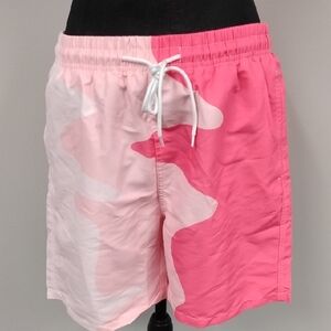 SHEIN Men's Pink Camouflage Swim Trunks, Sz M
